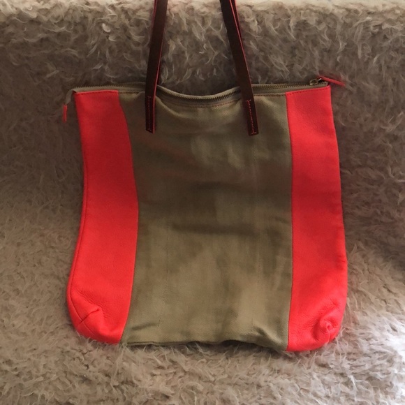 Retro Gap Mixed Leather and Canvas Tote - Picture 3 of 6